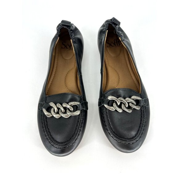 Söfft Kadyn Black Leather Chain Link Round Toe Slip On Ballet Loafer Flat Size 8 - Picture 2 of 10
